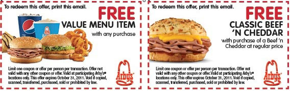 Two Arby's Coupons