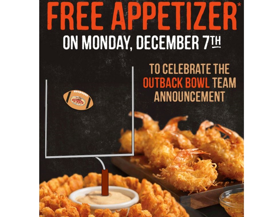 Free Appetizer at Outback Steakhouse (12/7 Only)
