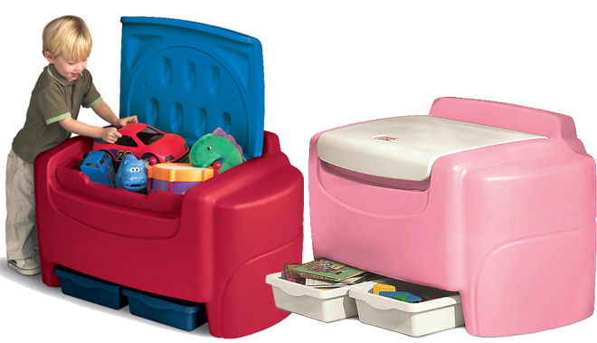 pink plastic toy chest