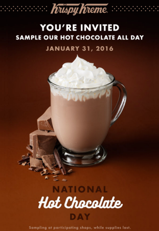 *HOT* FREE Sample Hot Chocolate at Krispy Kreme (Today Only) | Free