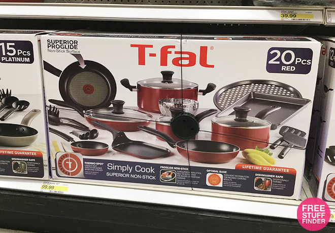 HOT* $47.50 (Reg $100) T-Fal 20-Pc Nonstick Cookware Set + FREE