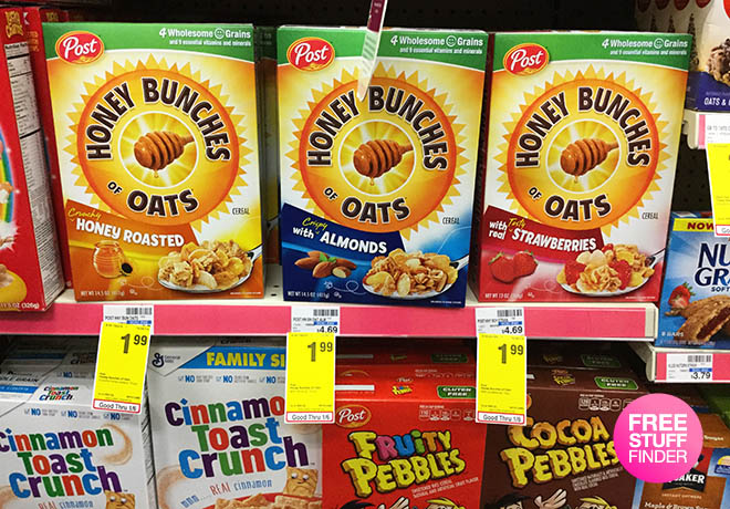 FREE Post Honey Bunches of Oats Honey Roasted Cereal (11-16 oz) at CVS |  Free Stuff Finder