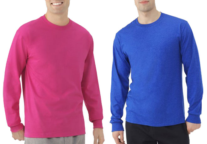 walmart fruit of the loom men's long sleeve t shirts