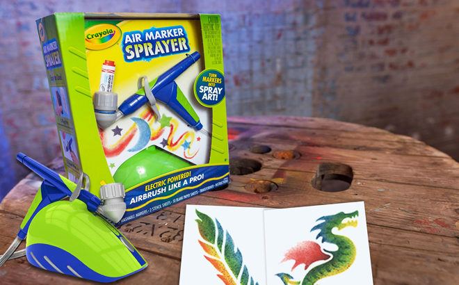 Crayola Air Marker Sprayer Set, Airbrush Kit, Electric Powered