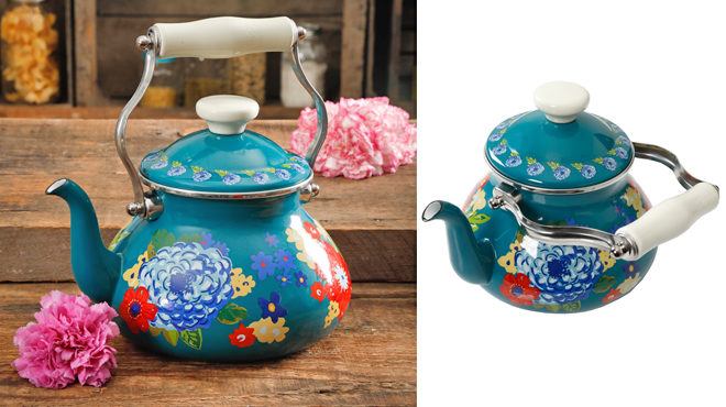 pioneer woman dazzling dahlias tea kettle