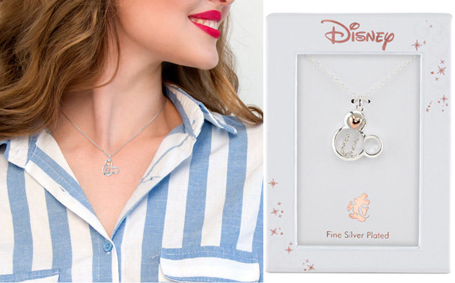 mickey mouse initial pendant necklace