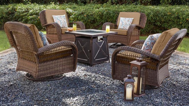 beacon park brown wicker outdoor patio swivel lounge chair