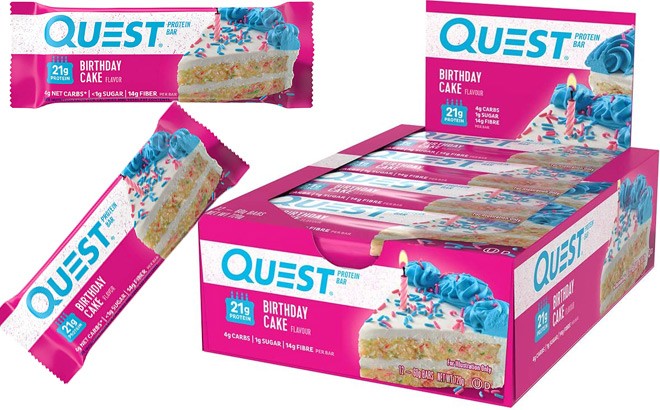 Quest Nutrition 12-count Birthday Cake Protein Bar Only $12.65 At 