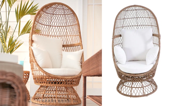 wicker swivel egg chair