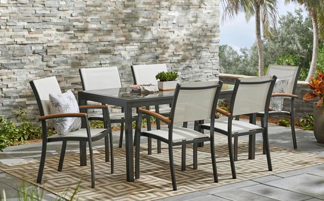 baymont 7 piece aluminum patio dining set