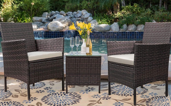 walnew patio furniture 3 piece set