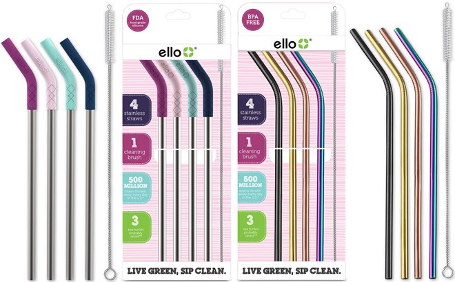 Ello 4-Pack Stainless Steel Straw $8.49 (Reg $15) | Free Stuff Finder