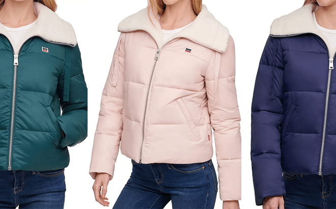 levi's women's quilted puffer jacket with hood