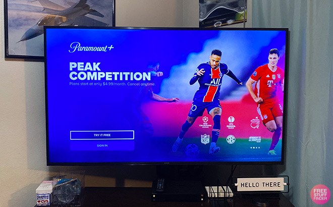 TV with Paramount+ on the Background