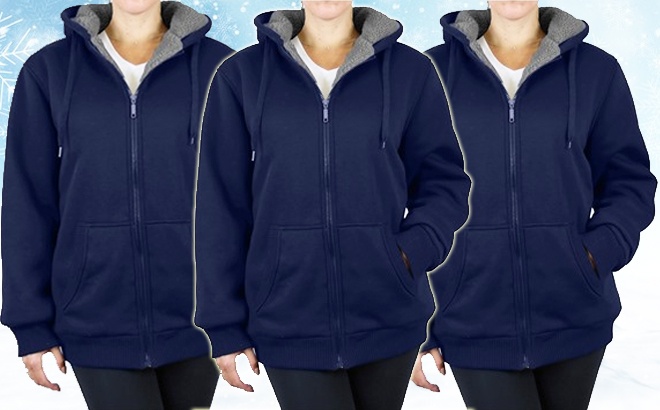 Women's Fleece Lined Zip Hoodie 2-Pack $29