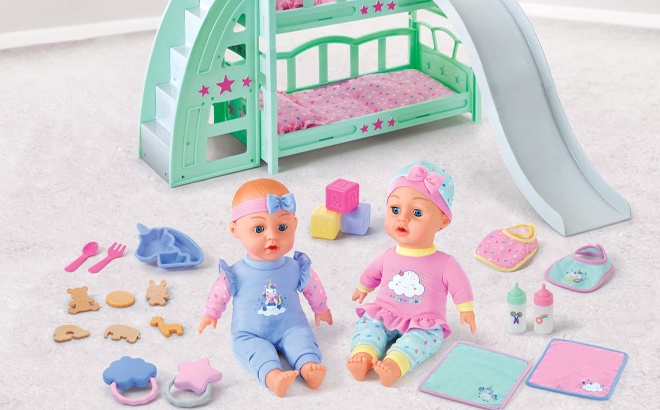 Twin Baby Dolls Bunk Bed Set 36-Piece $20