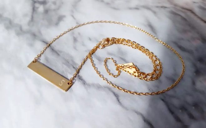 14K Gold Bar Initial Necklace $22