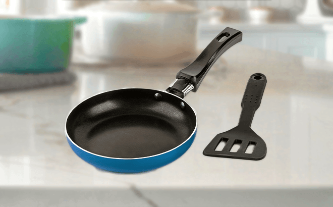 Brooklyn Steel Co. Mini Round Fry Pan & Slotted Turner 2-pc. Set Blue