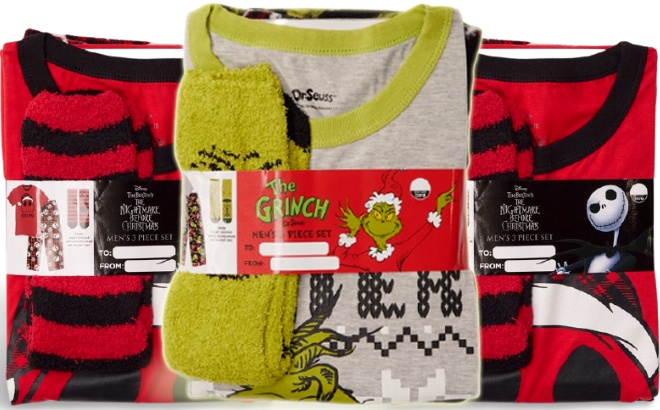 Dr. Seuss Grinch Men's Pajamas Set $12