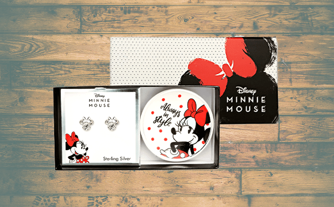 Disney Minnie Mouse Sterling Silver Stud + Trinket Dish $19.99