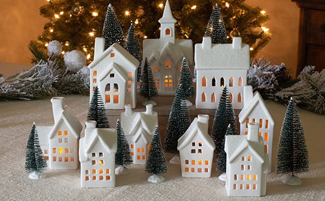 31-Piece Lighted Christmas Village Set $34!