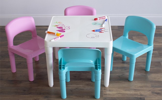 Kids Dry Erase Table and Chairs Set $35 Shipped