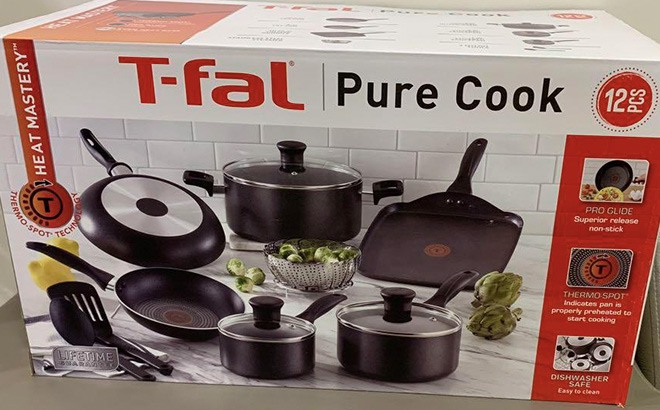 T-Fal B039SE64 Excite 14-Piece Non-Stick Cookware Set - Red