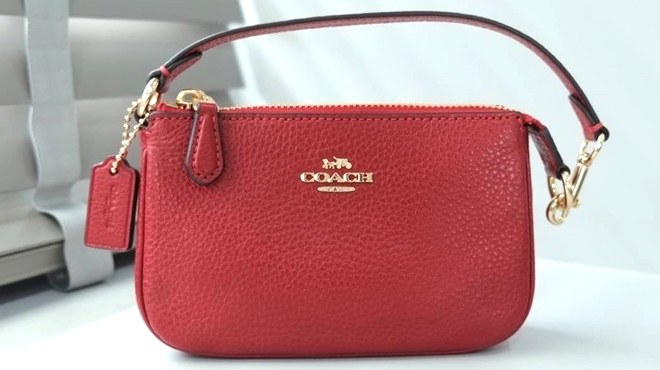 Coach+6386+Nolita+15+Leather+Zip+Chain+Wristlet+Pouch+Purse+Red