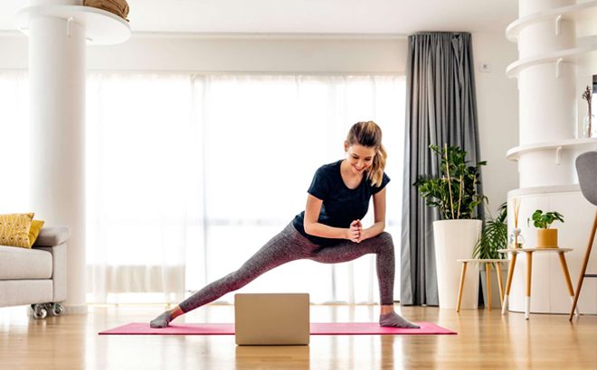 A Woman Working Out at Home