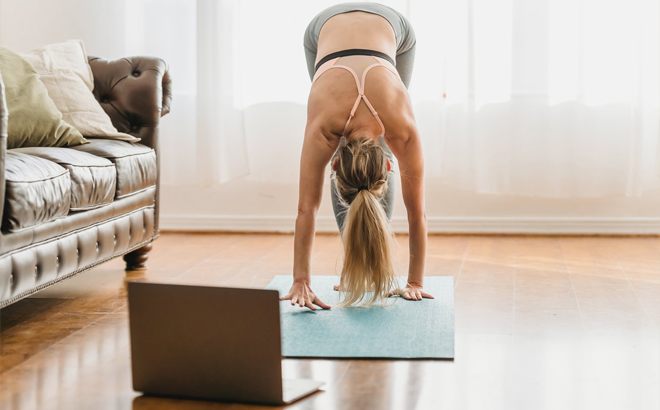 A Girl Doing Yoga at Home