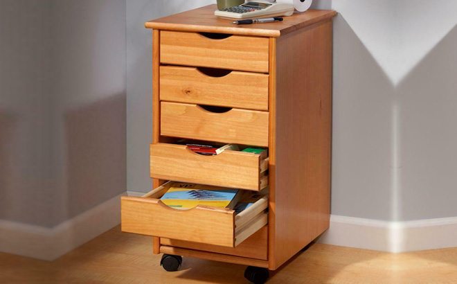 6-Drawer Wooden Rolling Cart $61