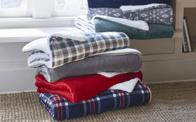 Sherpa & Velvet Plush Throw Blankets $10