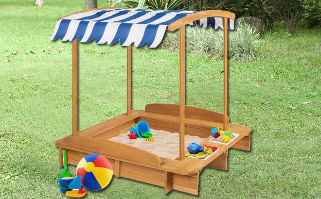 Kids Wooden Cabana Sandbox $134 Shipped