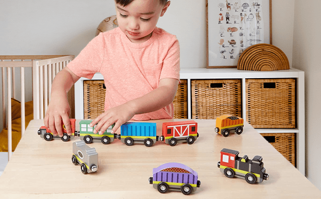 Melissa & Doug Wooden Train Cars Set $13.59