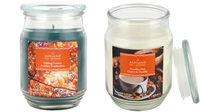 Ashland 17oz Falling Leaves Scented Jar Candle and Ashland 17oz Vanilla Chai Scented Jar Candle