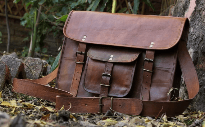 Leather Laptop Messenger Bag $35 Shipped