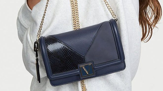 Victoria Secret Top Zip Crossbody Bag Limited Edition Midnight Blue  Colorblock