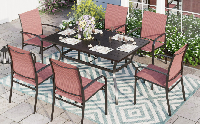 7 Piece Rectangular Patio Dining Set