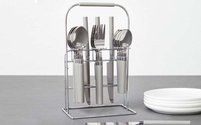 16-Piece Flatware Set & Caddy $7