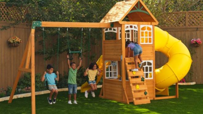 KidKraft Outdoor Playhouse 79 Shipped Free Stuff Finder   Kidkraft Castlewood Wooden Play Set 