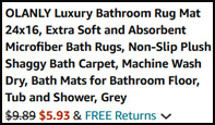 OLANLY Luxury Bathroom Rug Order Summary