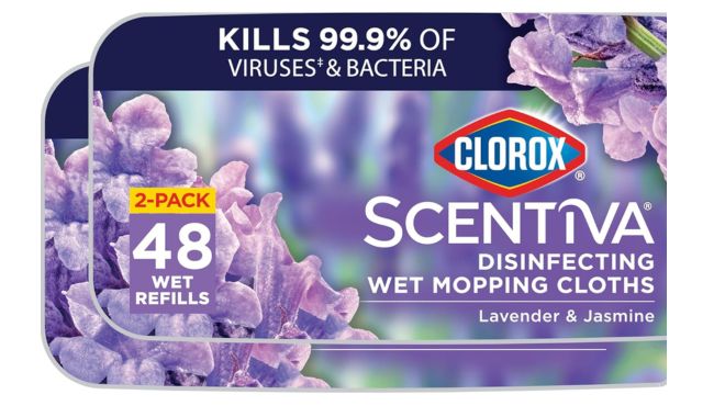 Clorox Scentiva Disinfecting Wet Mop Pad Lavender and Jasmine 2 Packs 24 Wet Refills Per Pack