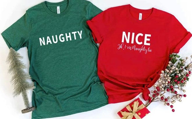 Funny Holiday Couples Tees $12.99