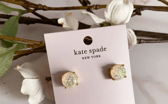 Kate Spade New York Gumdrop Stud Earrings, Clear/Gold