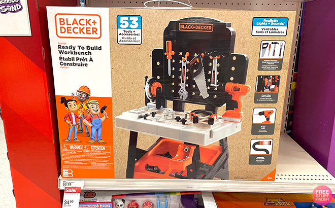 Black + Decker Junior Ready to Build Workbench, Kids Play 53 Tools Sounds  Lights