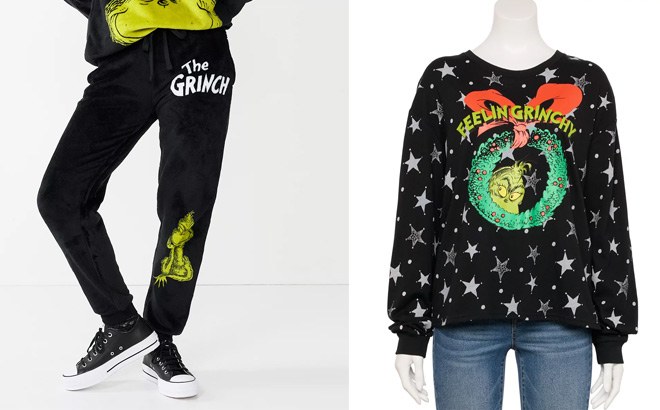Juniors' The Grinch Logo Graphic Joggers