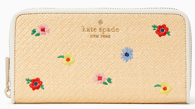 Kate Spade Staci Garden Bouquet Straw Large Continental Wallet