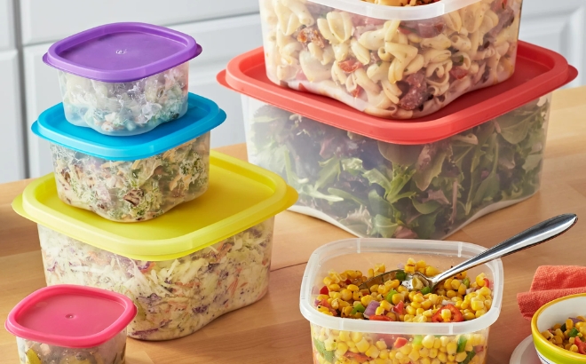 Mainstays 14 Piece Rainbow Food Storage Containers with Lids 