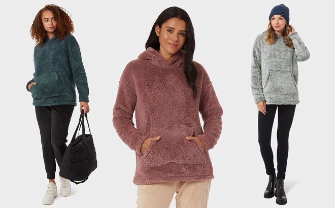 32 Degrees Women’s Sherpa Hoodie $13.99