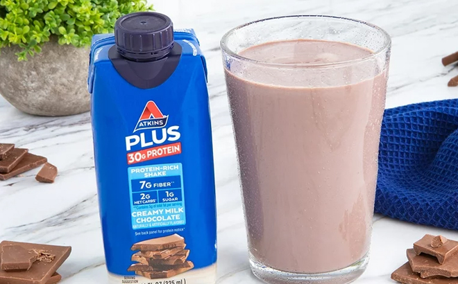 Atkins Plus Protein Shake in Creamy Milk Chocolate Flavor